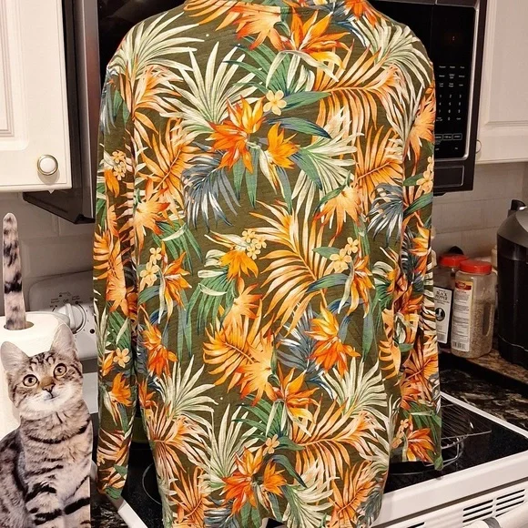 h Blu SolTropical Print Long Sleeve Top Size 3X - Picture 2 of 3